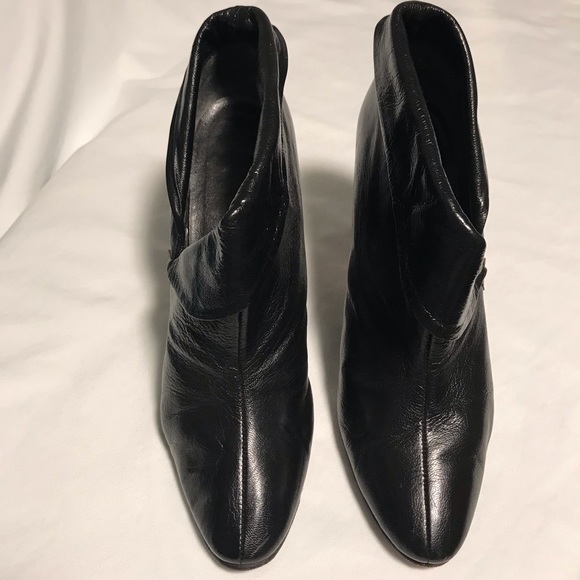 BLACK LEATHER HIGH HEEL ANKLE BOOTIE. SZ 10. - Picture 2 of 13